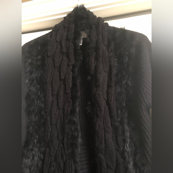 Sisters Black Rabbit Fur and Acrylic Cardigan - Picture 3 of 8